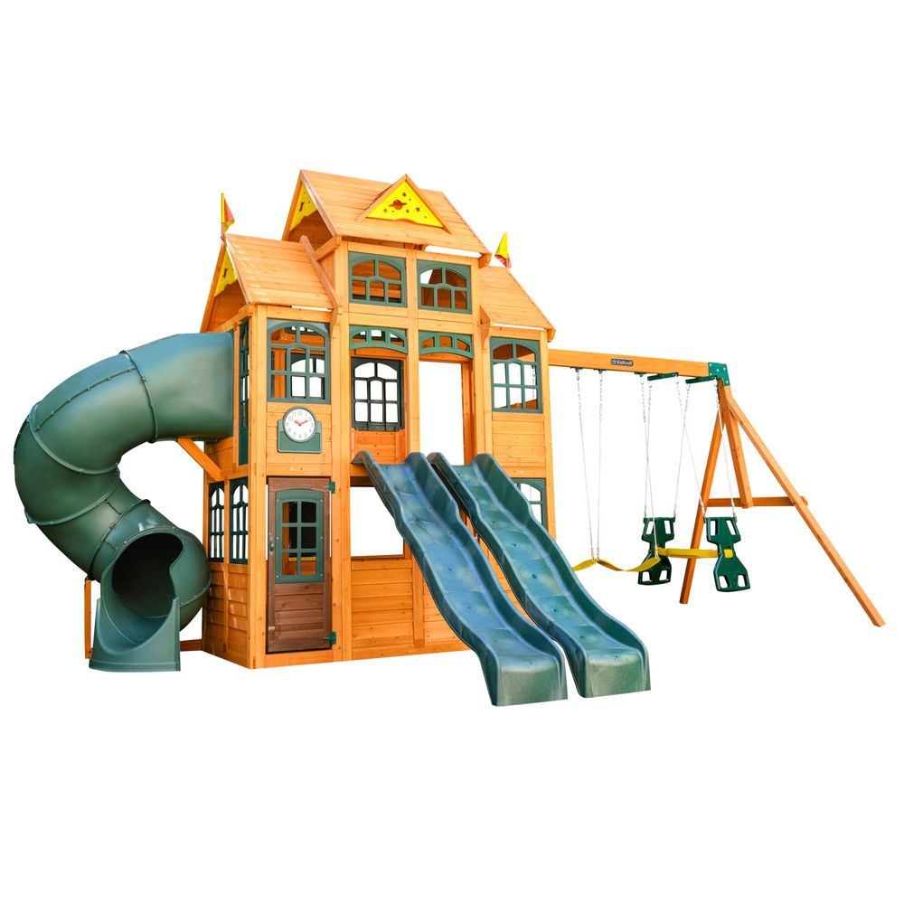 KidKraft Falcon Ridge Wooden Outdoor Swing Set - Multicolor