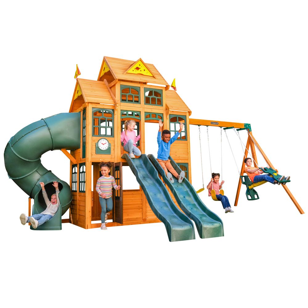 KidKraft Falcon Ridge Wooden Outdoor Swing Set - Multicolor