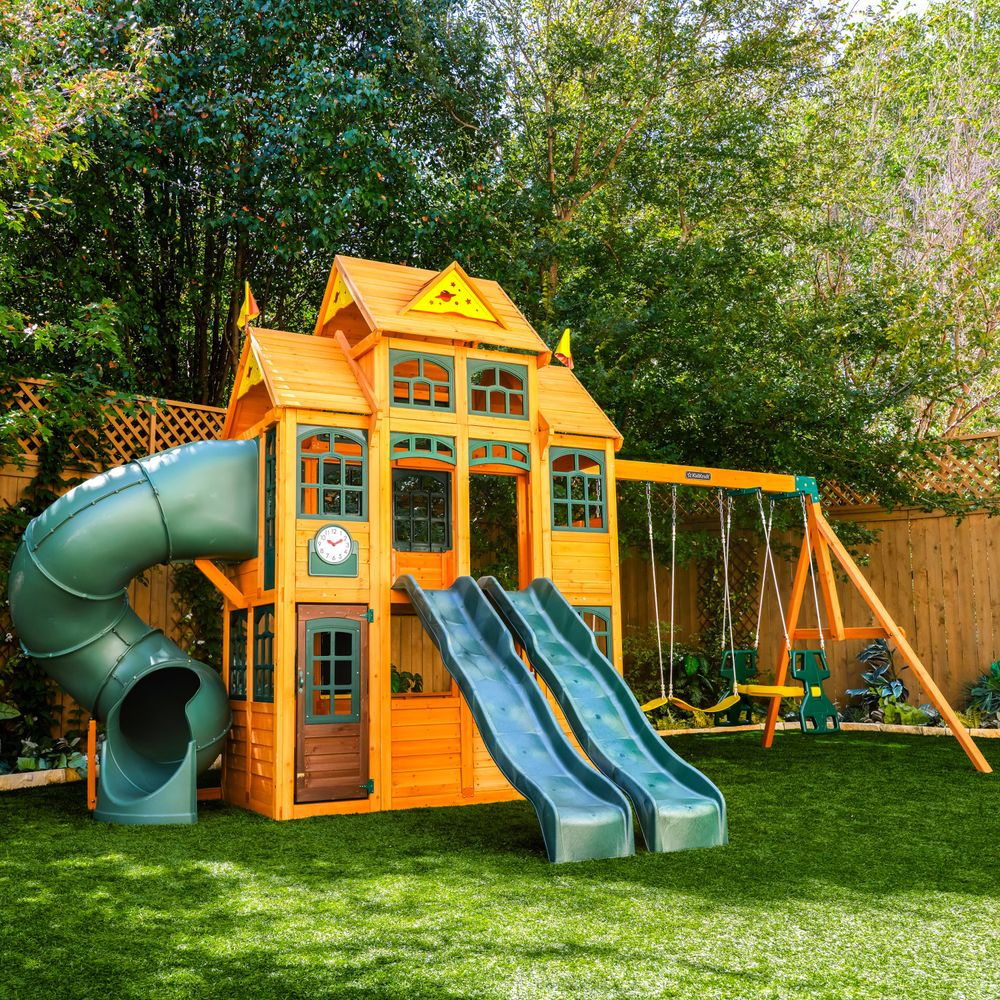 KidKraft Falcon Ridge Wooden Outdoor Swing Set - Multicolor