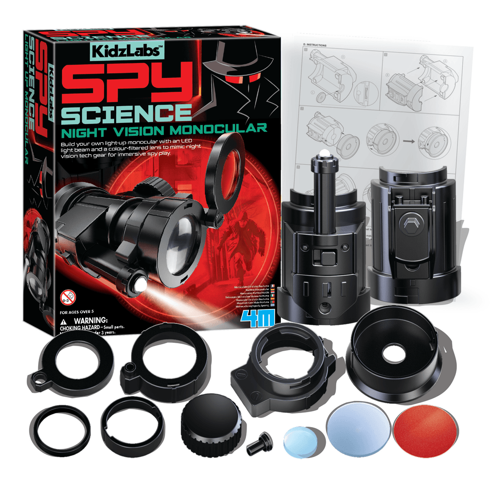 4M - KidzLabs Spy Science Night Vision Monocular Kit - Black
