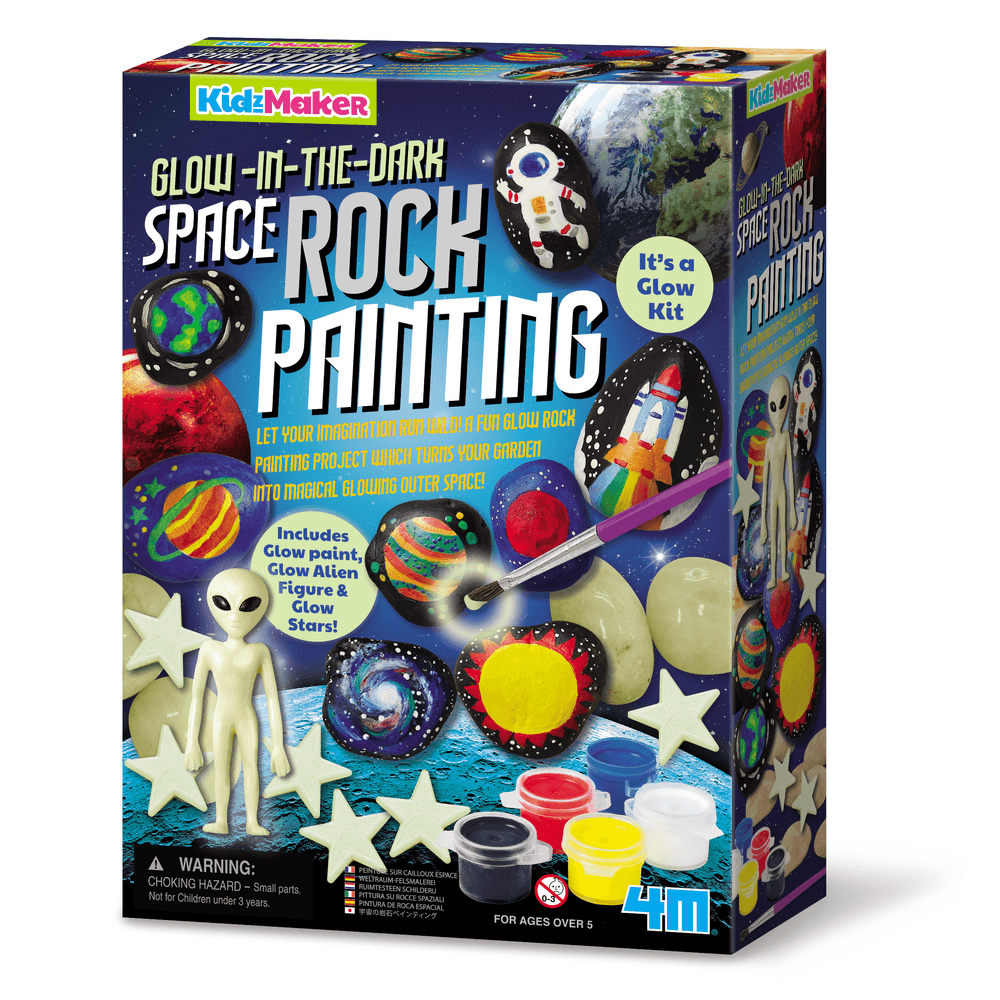 4M - KidzMaker Glow In The Dark Space Rock Painting Kit - Multicolor