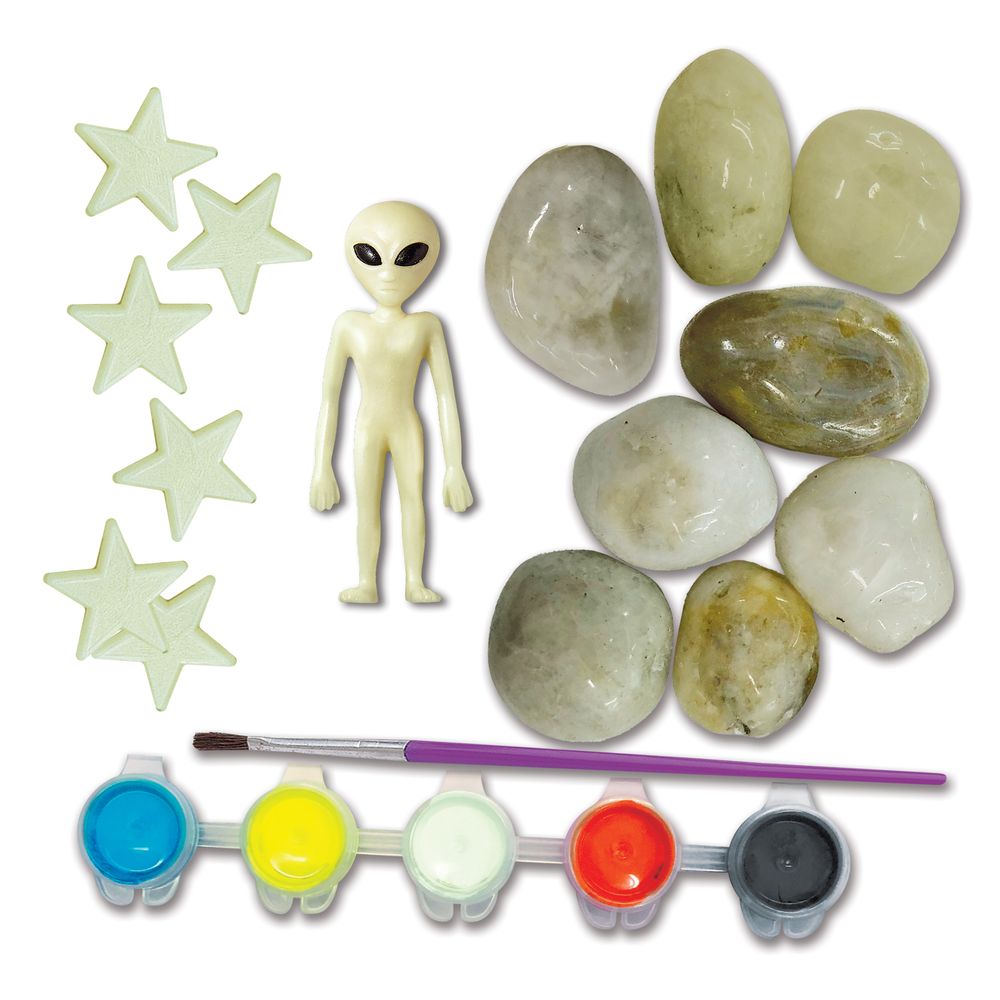 4M - KidzMaker Glow In The Dark Space Rock Painting Kit - Multicolor