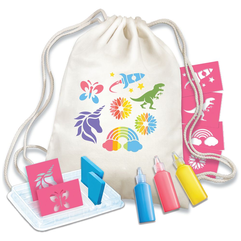 4M - KidzMaker Stencil Backpack Printing Craft Kit - Multicolor