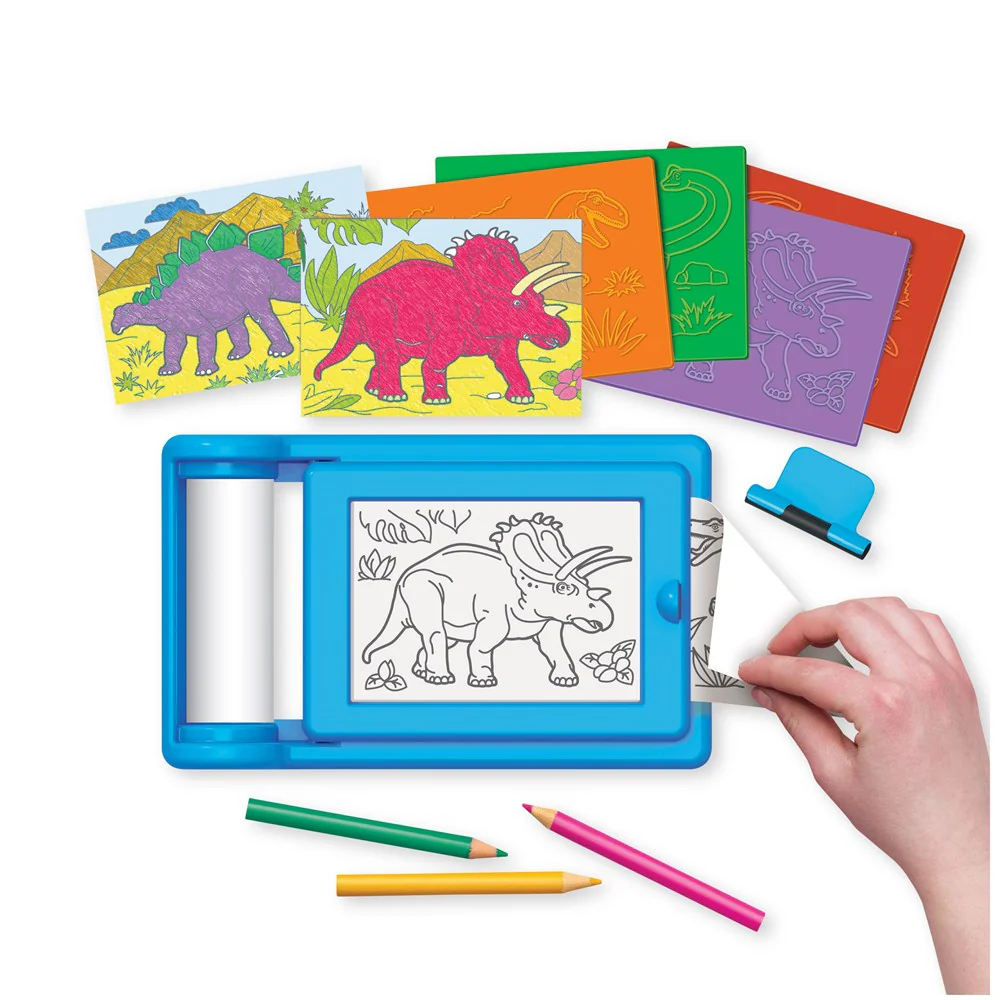 4M - KidzMaker Dinosaur Rub Art Studio Craft Kit - Multicolor