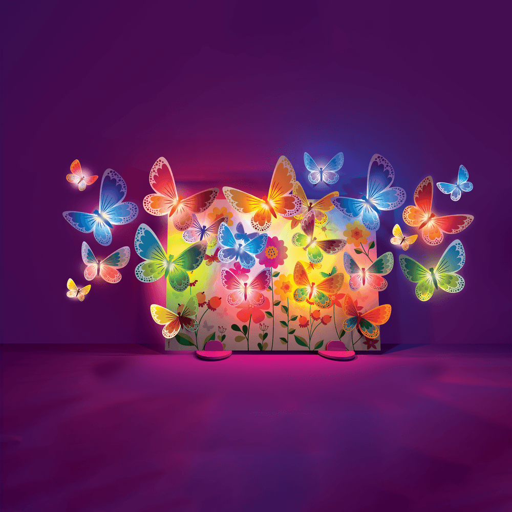 4M - KidzMaker 3D Glow Butterfly Canvas Craft Kit - Multicolor