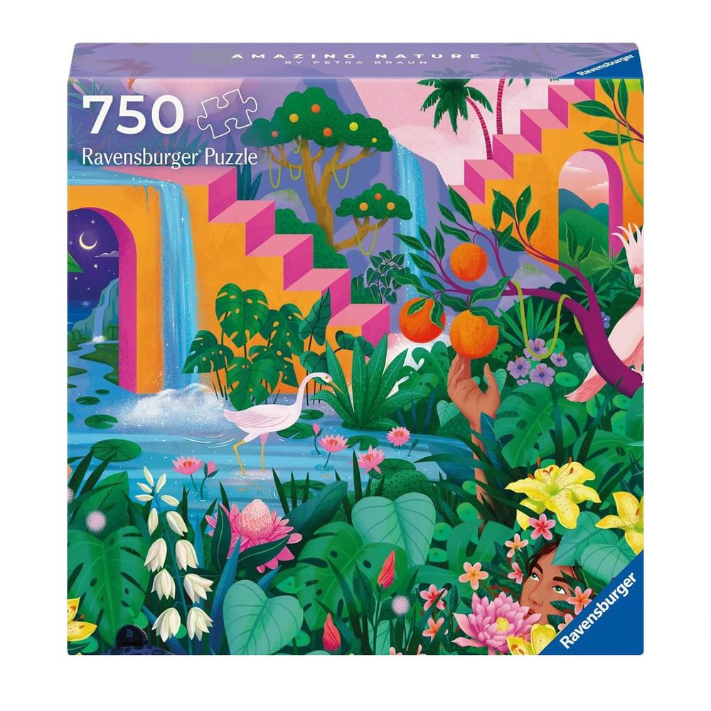 Ravensburger Art & Soul Amazing Nature Jigsaw Puzzle - Tropical Waterfall & Wildlife - 750 Pcs