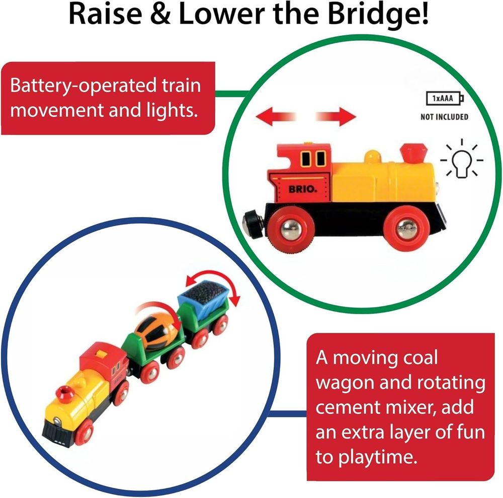 Brio - World Battery Operated Action Train Set - Multicolor - 3 Pcs