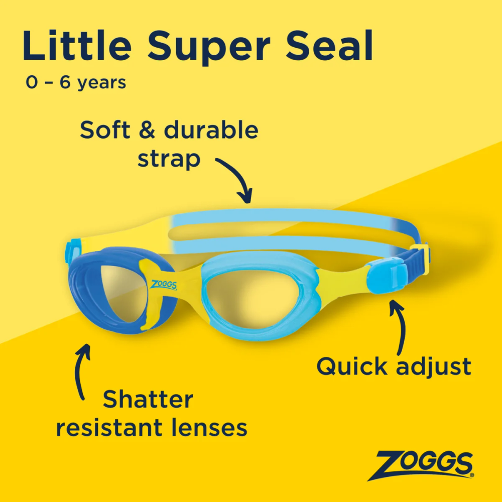 Zoggs - Little Super Seal Clear Swimming Goggles - Blue/Yellow