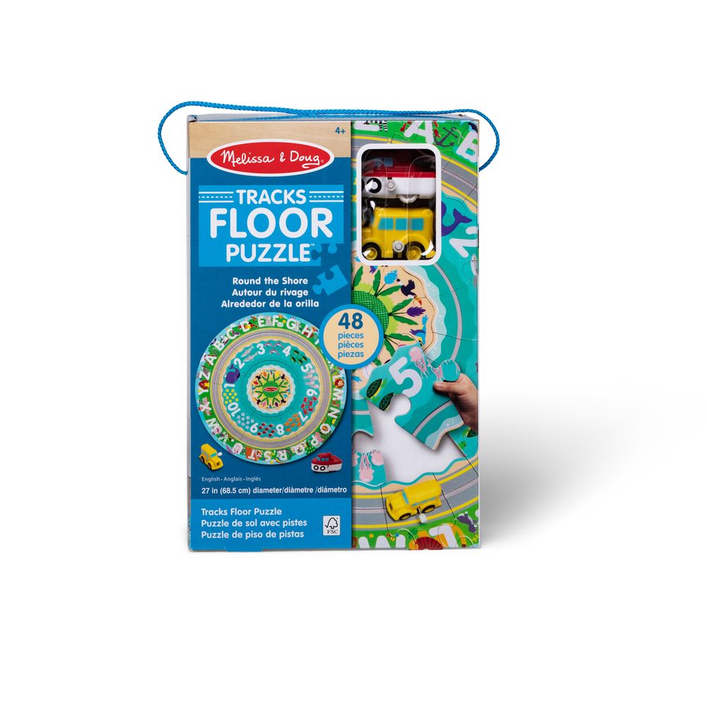 Melissa & Doug Tracks Floor Puzzle - Round The Shore - 48 Pcs