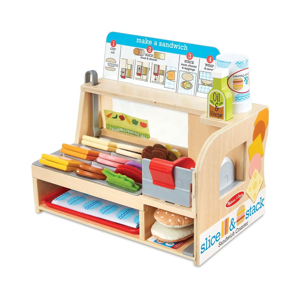 Melissa & Doug Slice & Stack Sandwich Counter Pretend Playset - Multicolor - 56 Pcs