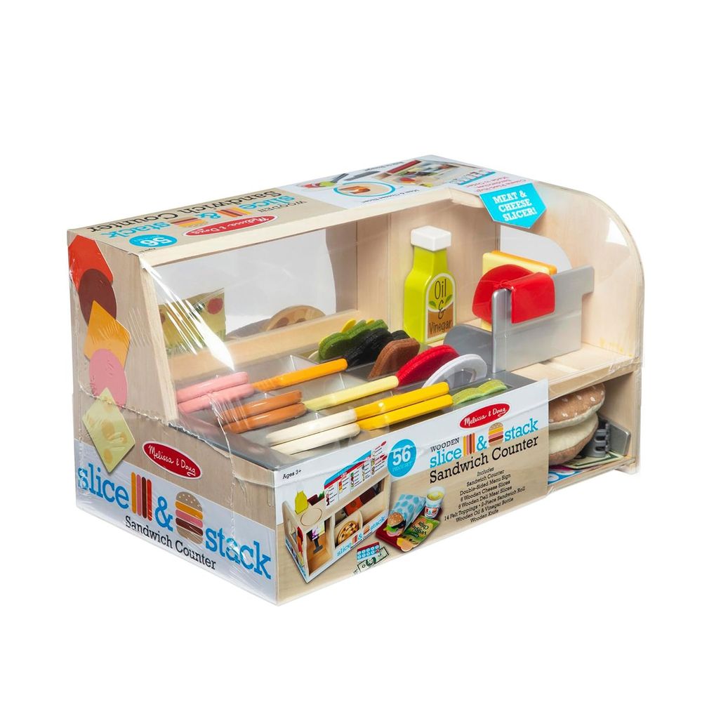 Melissa & Doug Slice & Stack Sandwich Counter Pretend Playset - Multicolor - 56 Pcs