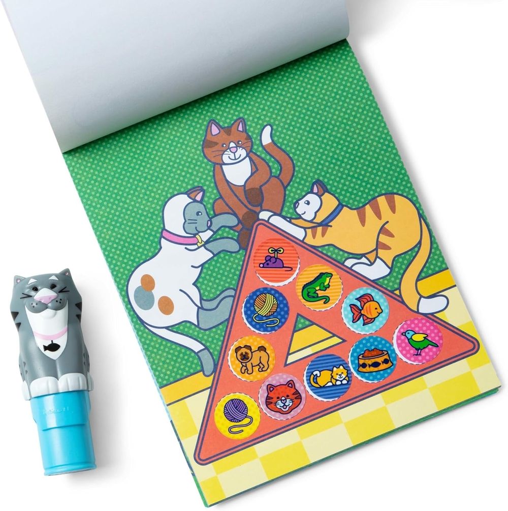 Melissa & Doug Sticker Wow! Stamper, Mini Activity Pad & Refill Sticker Set - Cat