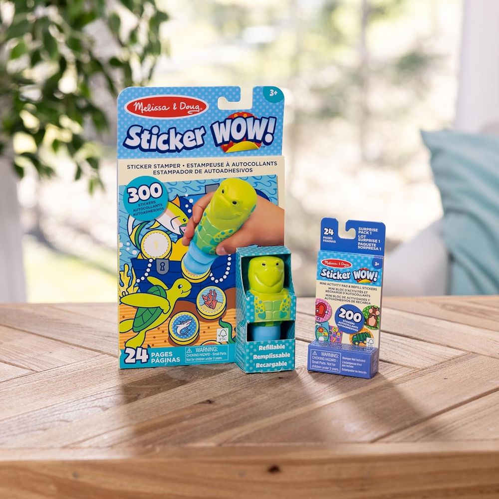 Melissa & Doug Sticker Wow! Stamper, Mini Activity Pad & Refill Sticker Set - Turtle