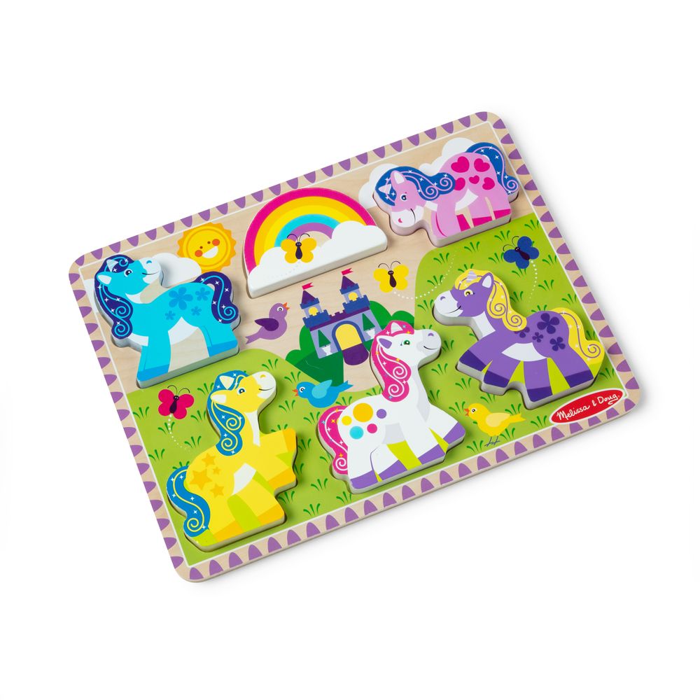 Melissa & Doug Wooden Chunky Puzzle Set - Unicorn - 6 Pcs