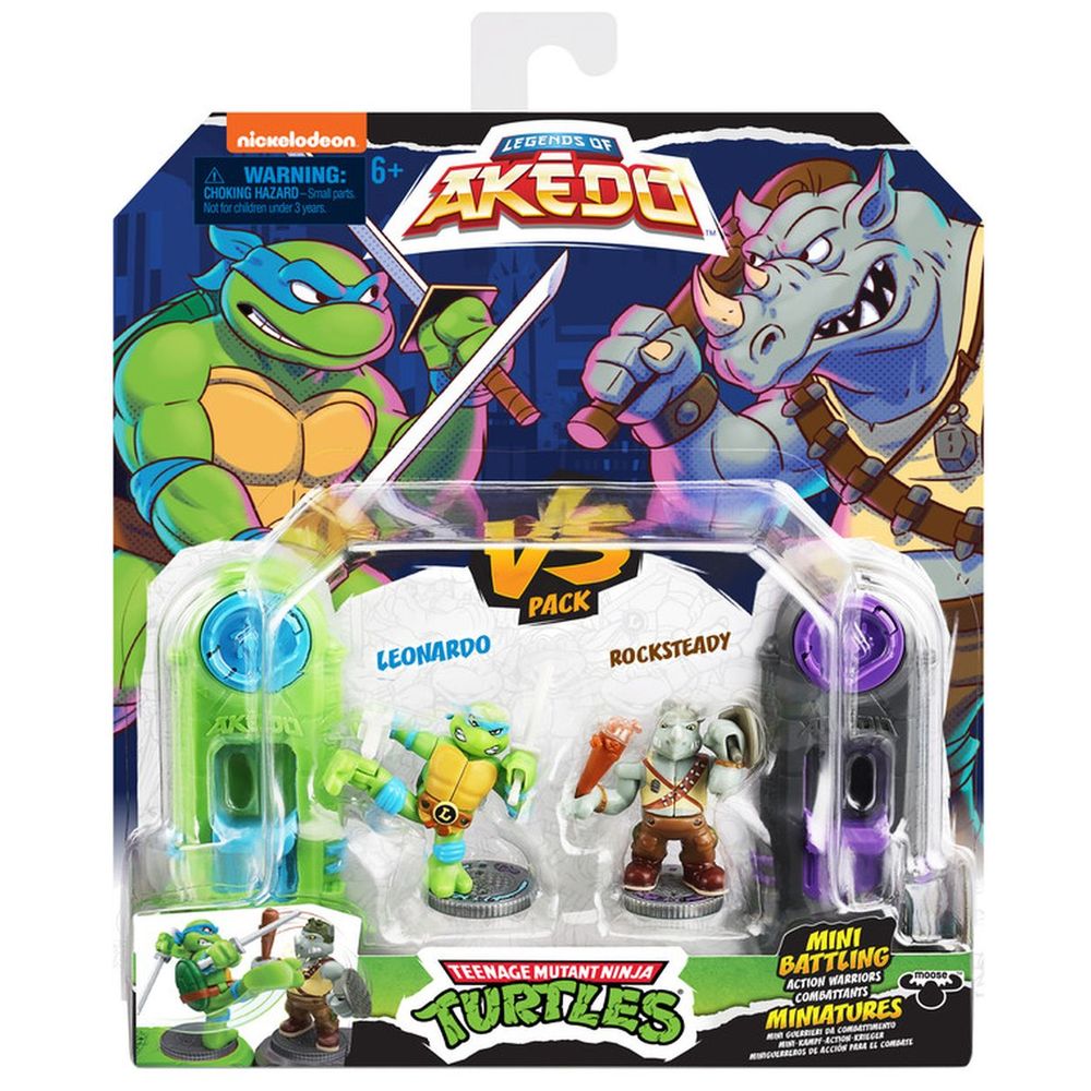 Akedo - TMNT S1 Leonardo vs Rocksteady Figure - 2pcs