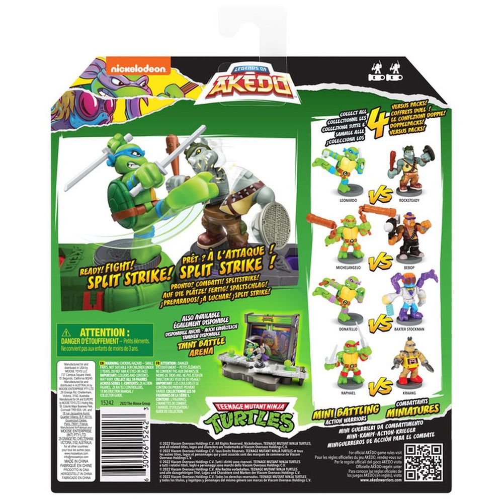 Akedo - TMNT S1 Leonardo vs Rocksteady Figure - 2pcs