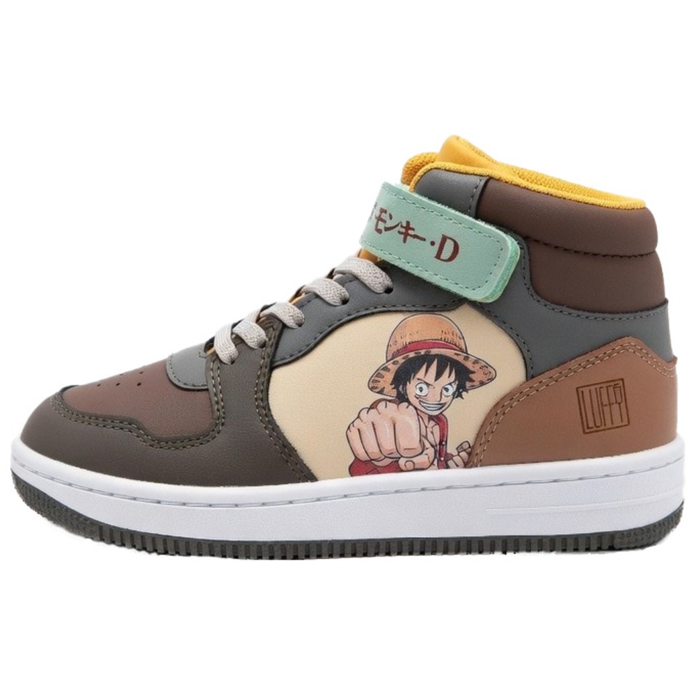 One Piece - Boy's Monkey D. Luffy Printed High-Top Casual Sneakers - Brown