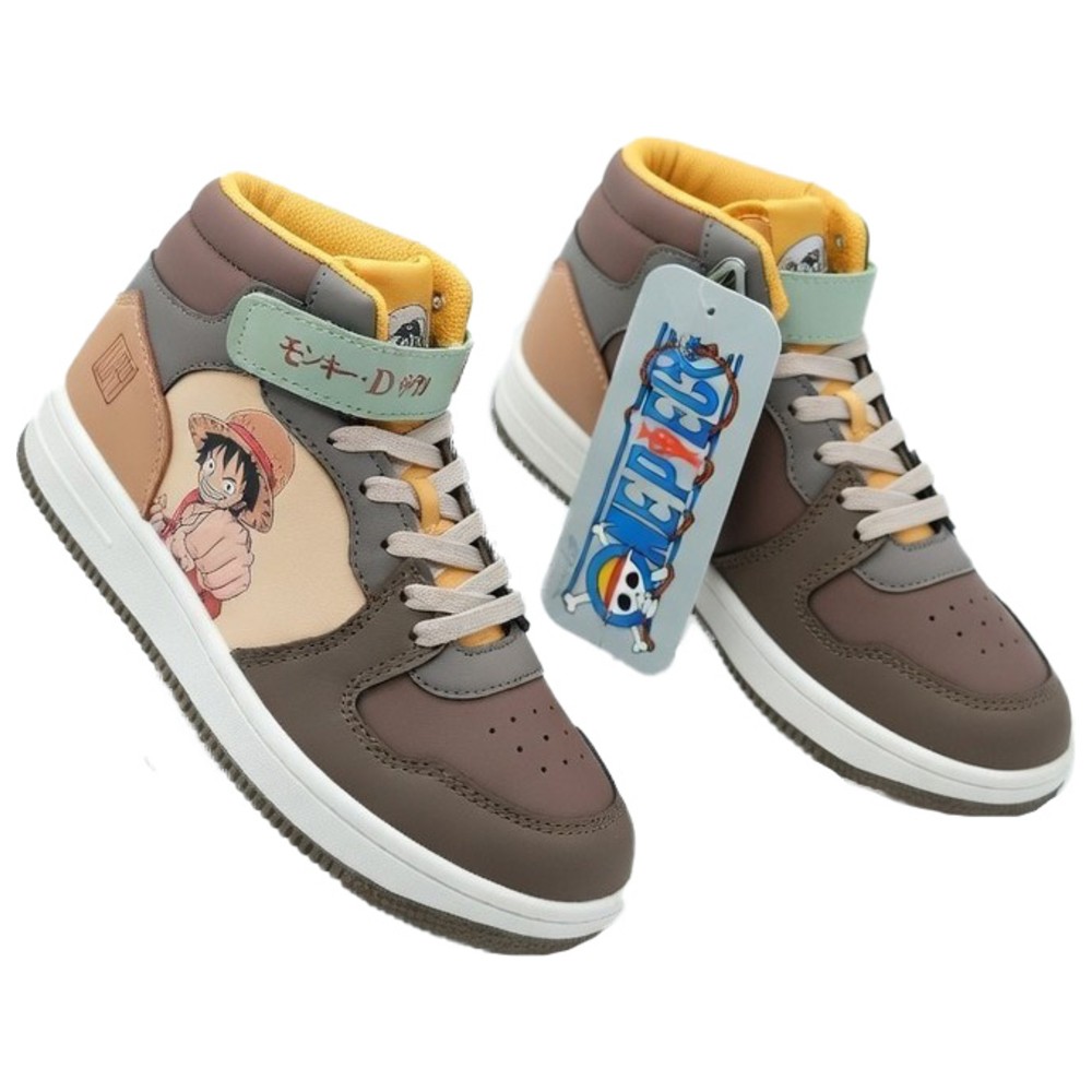 One Piece - Boy's Monkey D. Luffy Printed High-Top Casual Sneakers - Brown