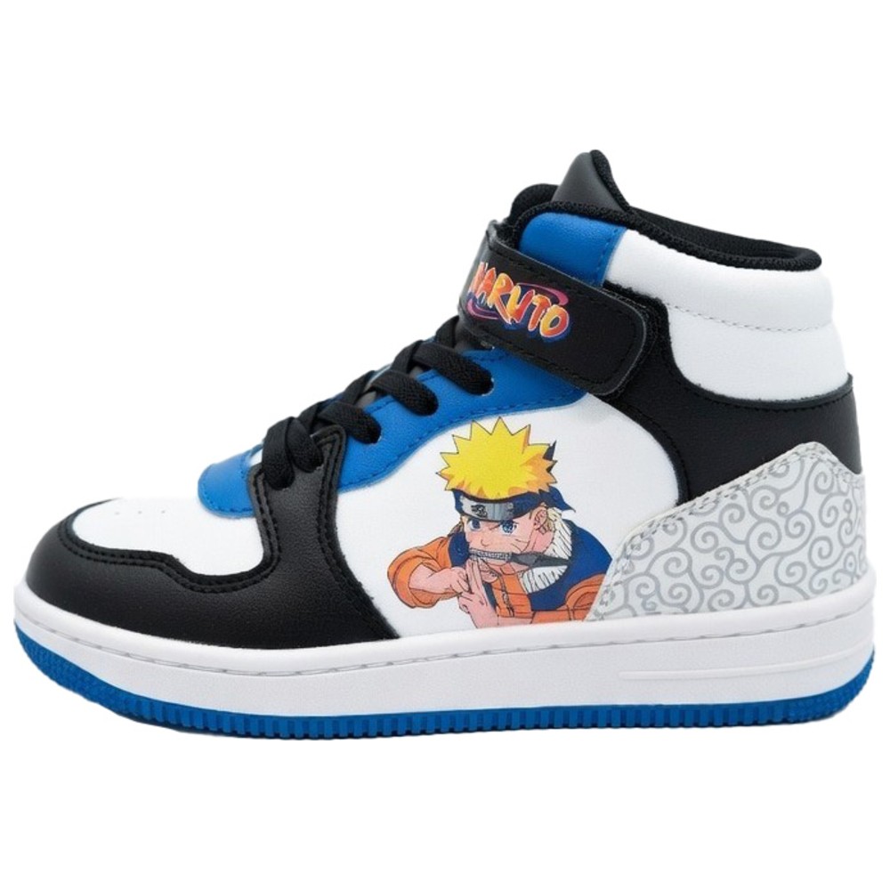 Naruto - Boy's High-Top Hook And Loop Sneakers - White/Blue