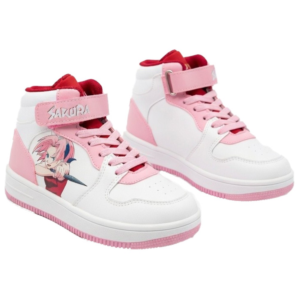 Naruto - Girl's Sakura Haruno High-Top Hook And Loop Sneakers - Pink