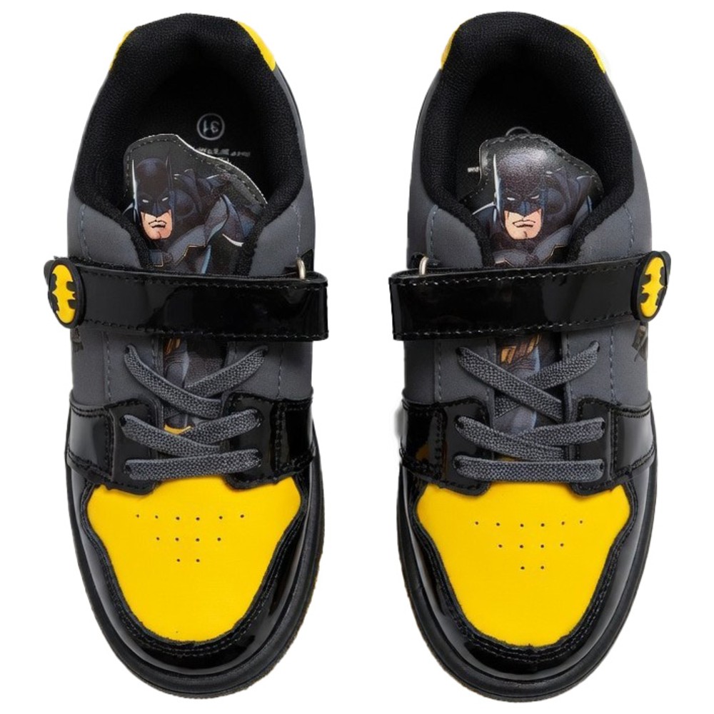 Batman - Boy's Sneakers With Hook And Loop Strap - Black/Yellow