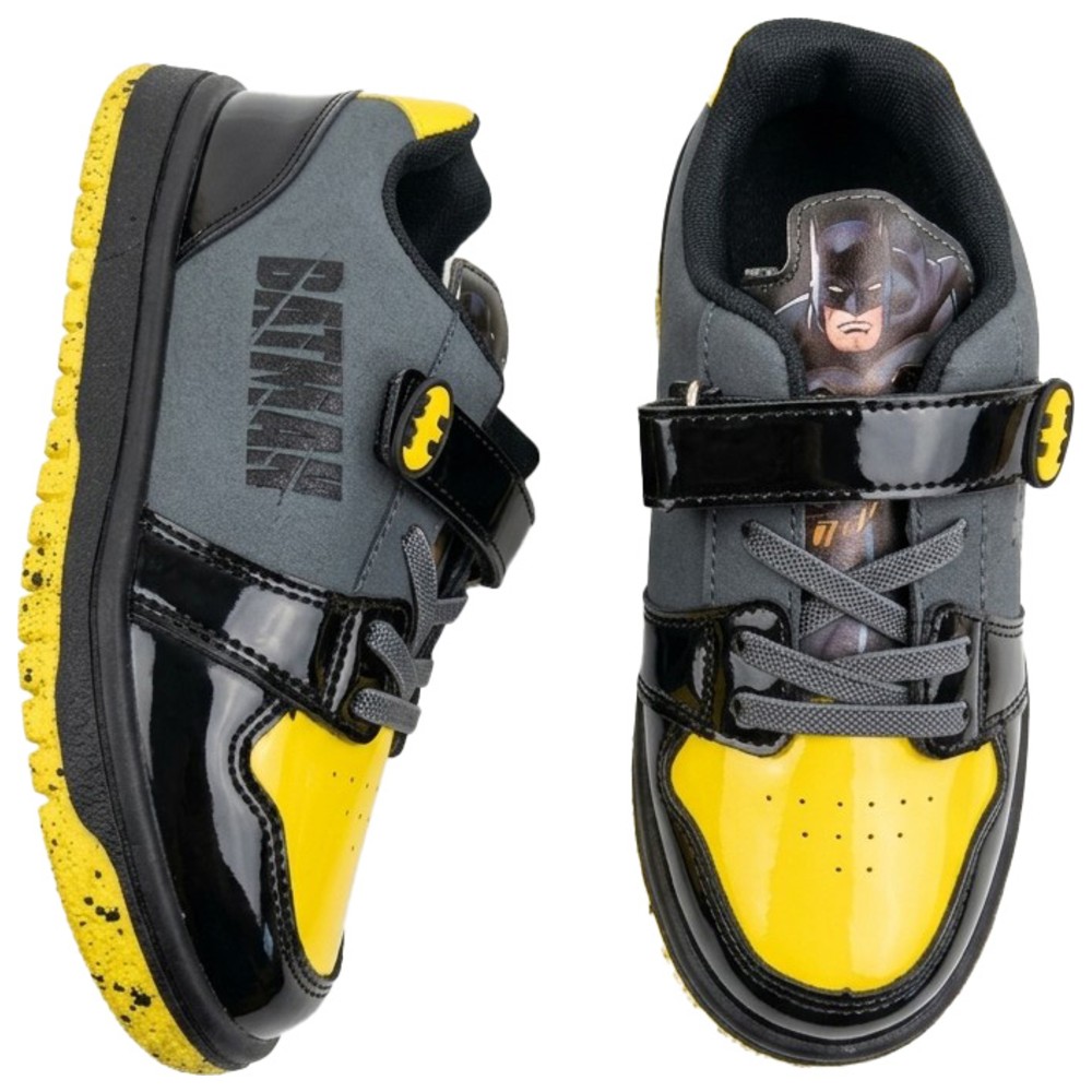 Batman - Boy's Sneakers With Hook And Loop Strap - Black/Yellow
