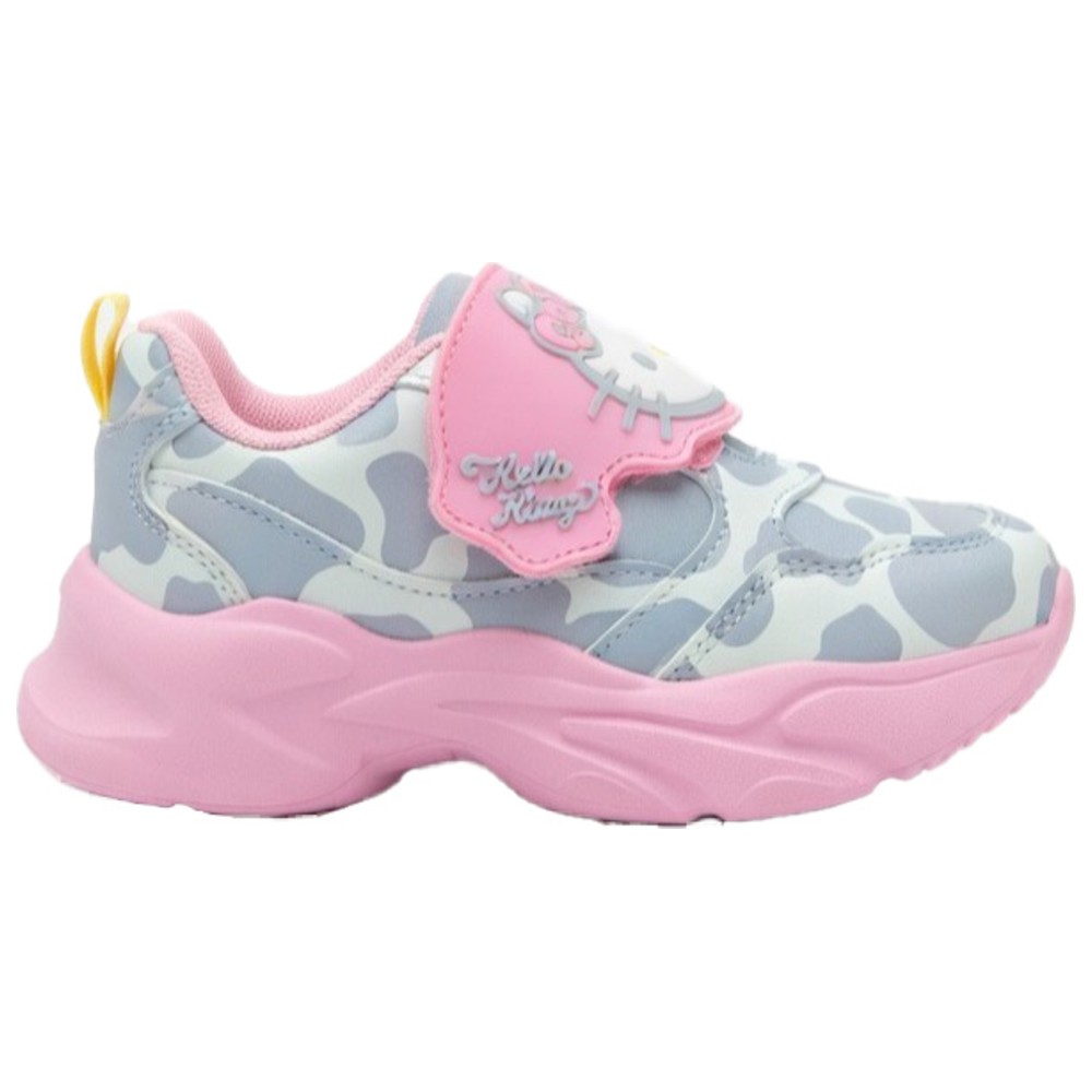 Hello Kitty - Girl's Animal Print Hook And Loop Casual Sneakers - Pink