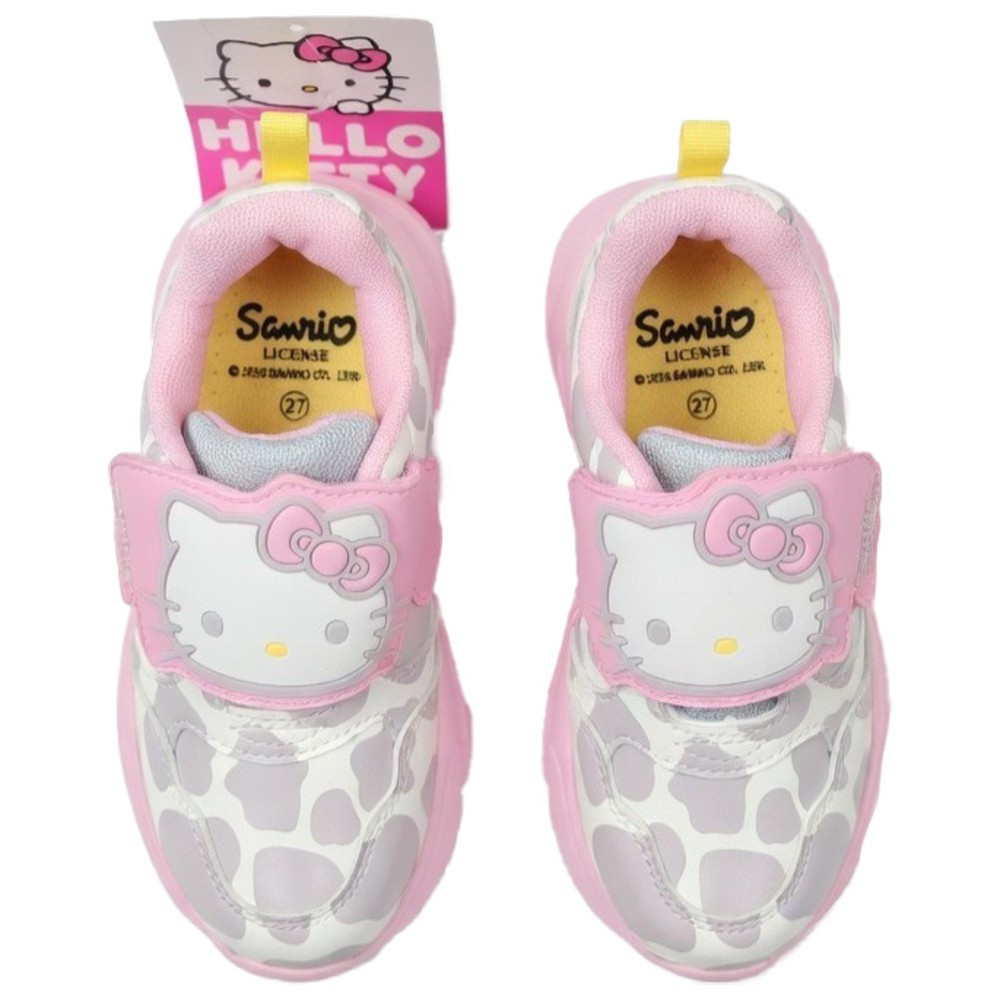 Hello Kitty - Girl's Animal Print Hook And Loop Casual Sneakers - Pink