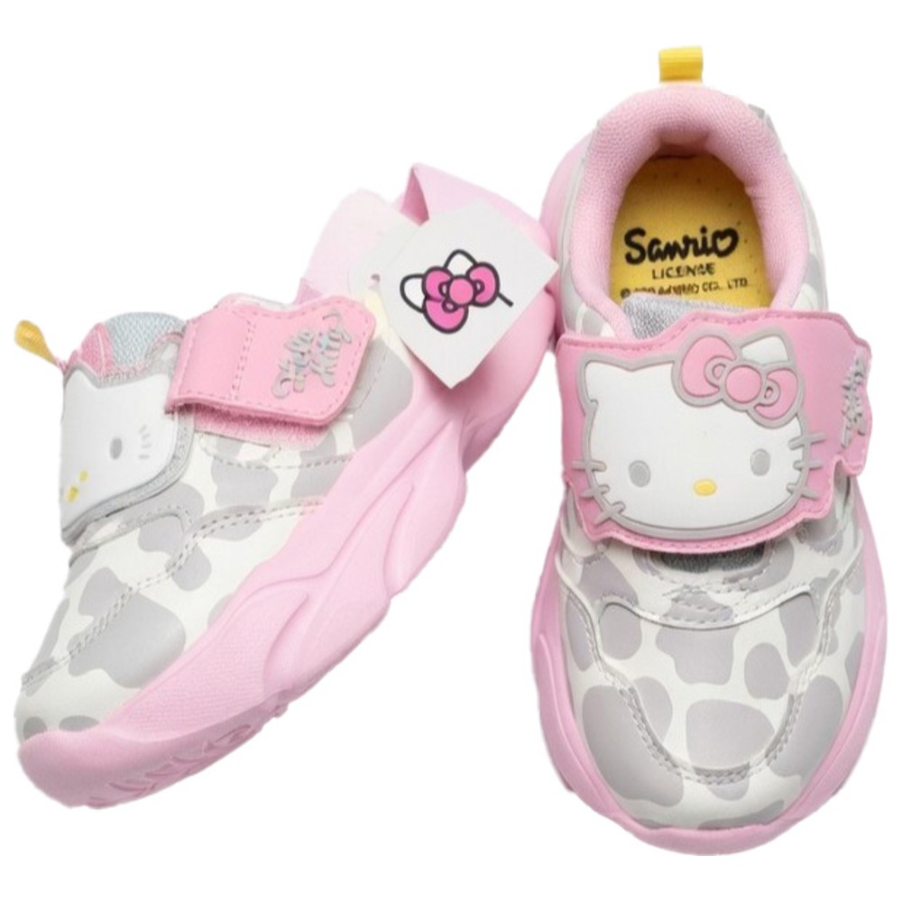Hello Kitty - Girl's Animal Print Hook And Loop Casual Sneakers - Pink