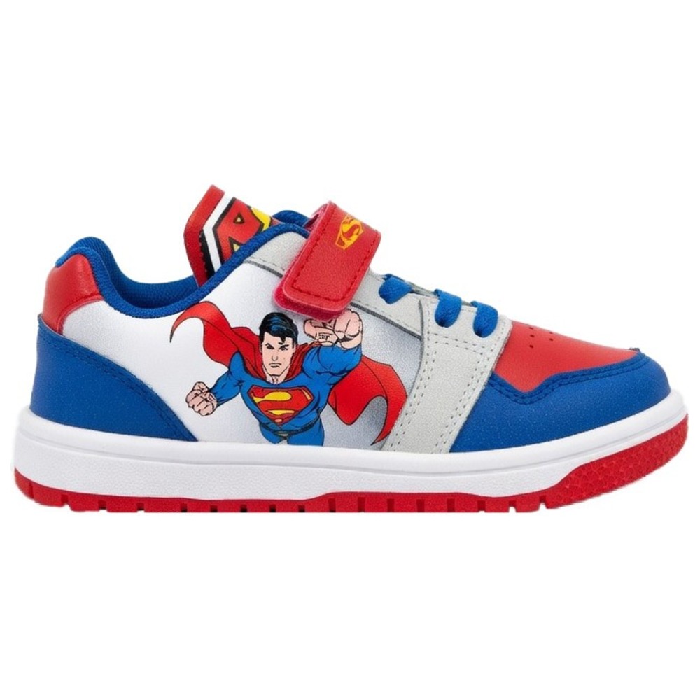 Superman - Boy's Hook And Loop Sneakers - Blue/Red