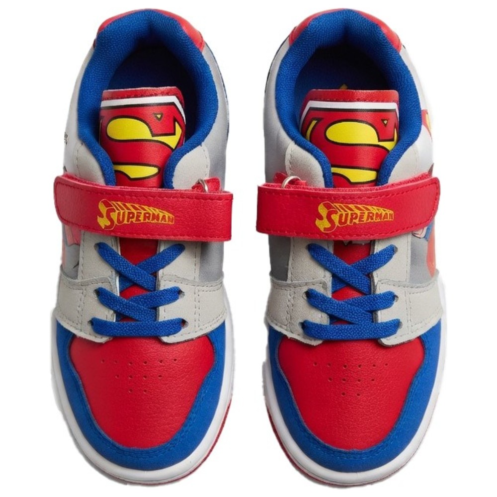 Superman - Boy's Hook And Loop Sneakers - Blue/Red