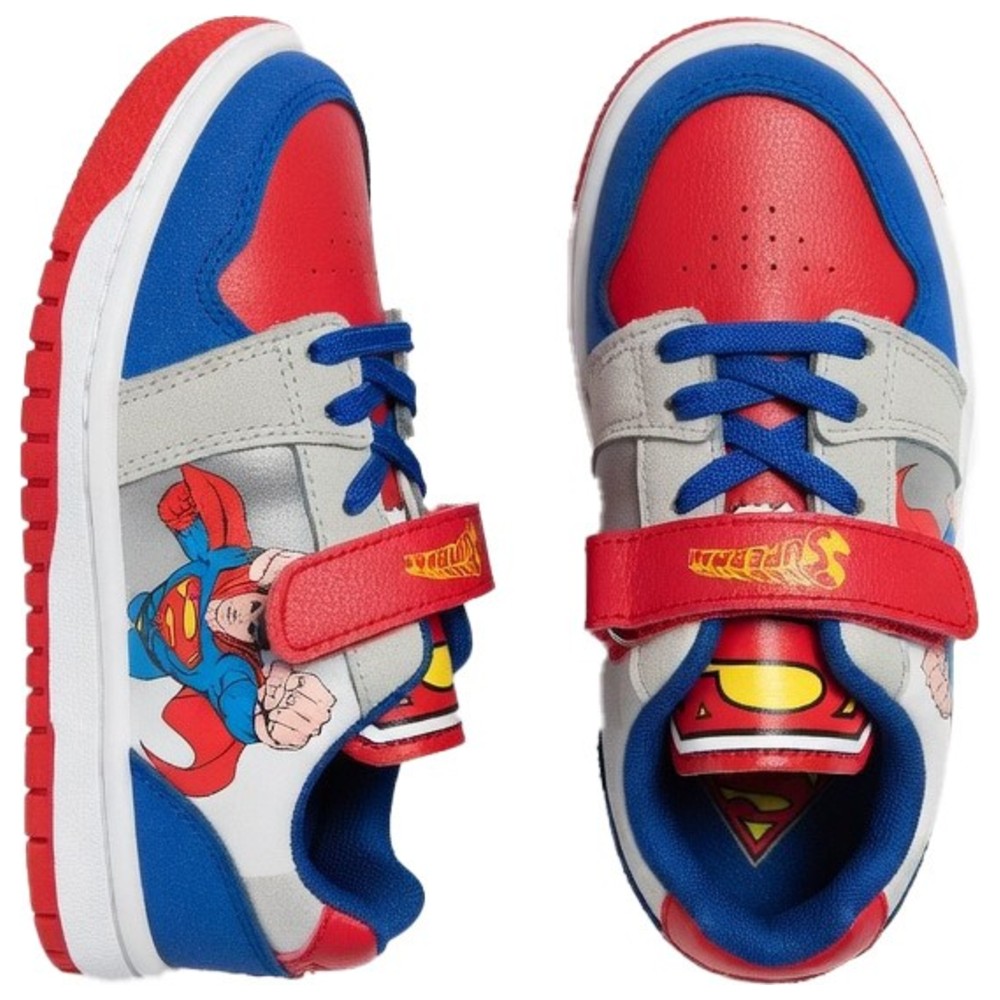 Superman - Boy's Hook And Loop Sneakers - Blue/Red
