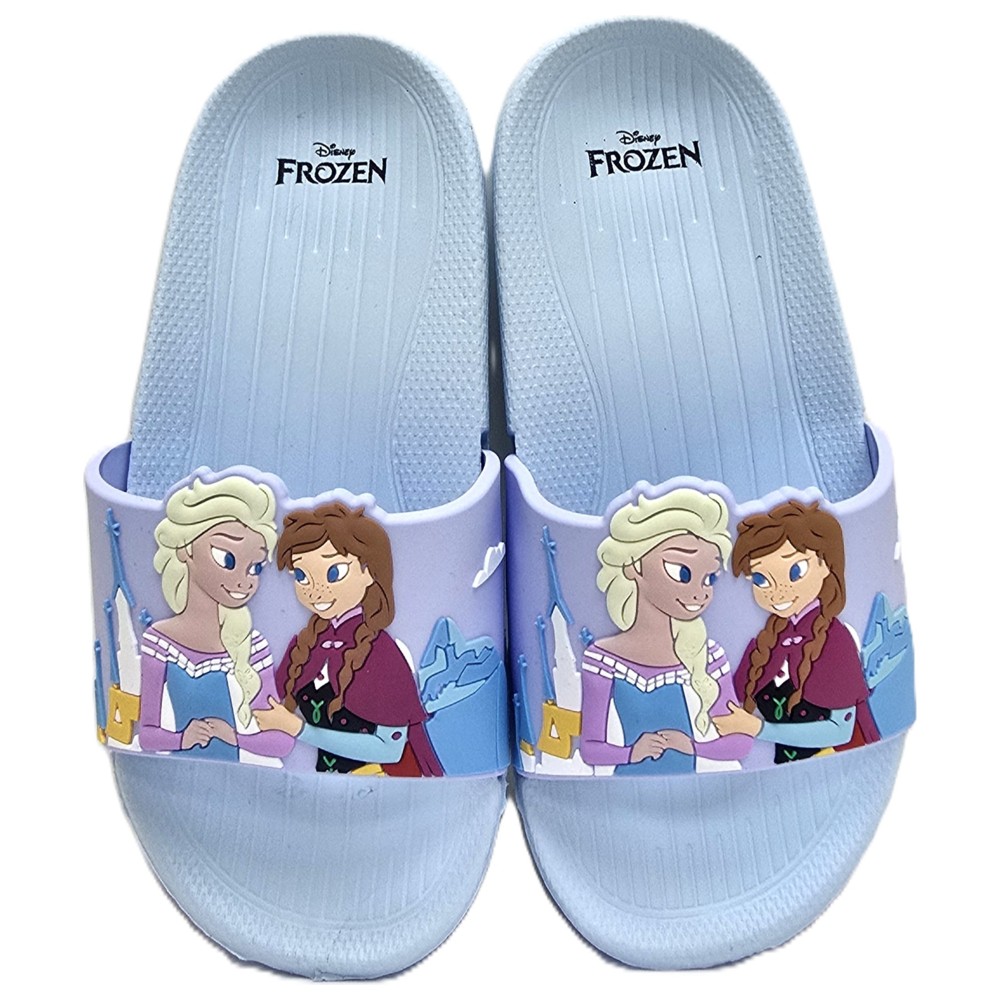 Disney Frozen - Girl's Elsa And Anna Slip-On Sliders - Light Blue