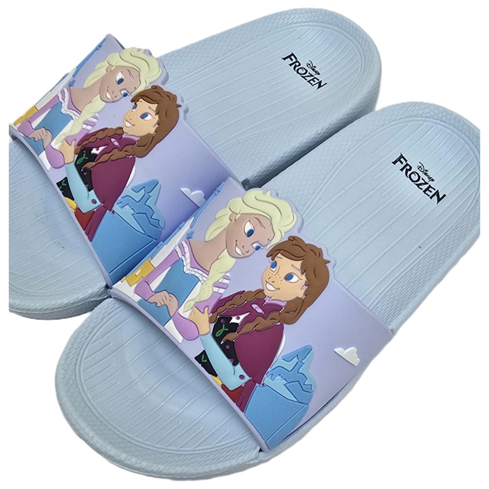 Disney Frozen - Girl's Elsa And Anna Slip-On Sliders - Light Blue