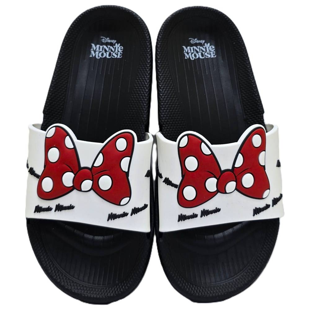 Minnie Mouse - Girls' Bow Detail Slip-On Slides - Black