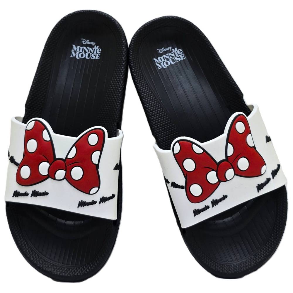 Minnie Mouse - Girls' Bow Detail Slip-On Slides - Black