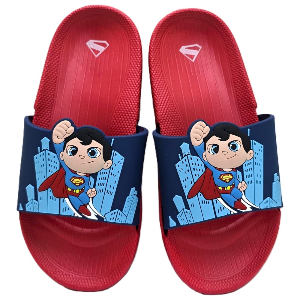 Superman - Boy's Graphic Slip-On Sliders - Navy