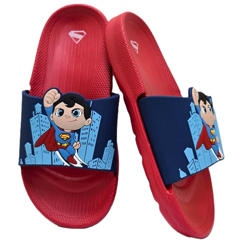 Superman - Boy's Graphic Slip-On Sliders - Navy
