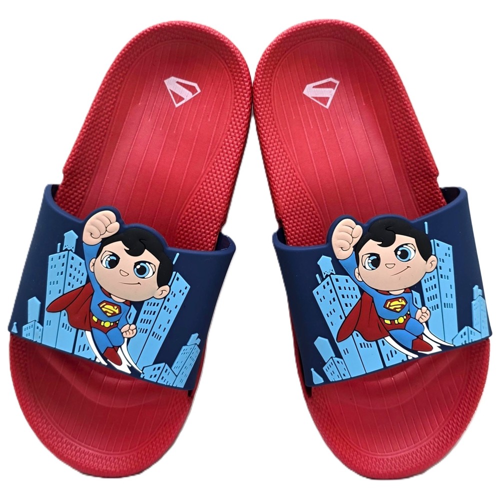 Superman - Boy's Graphic Slip-On Sliders - Navy