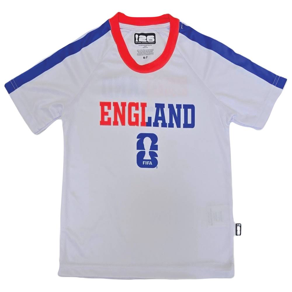 Fifa - Boy's England Printed Short Sleeves Sports T-Shirt - White