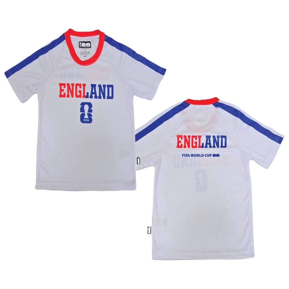 Fifa - Boy's England Printed Short Sleeves Sports T-Shirt - White