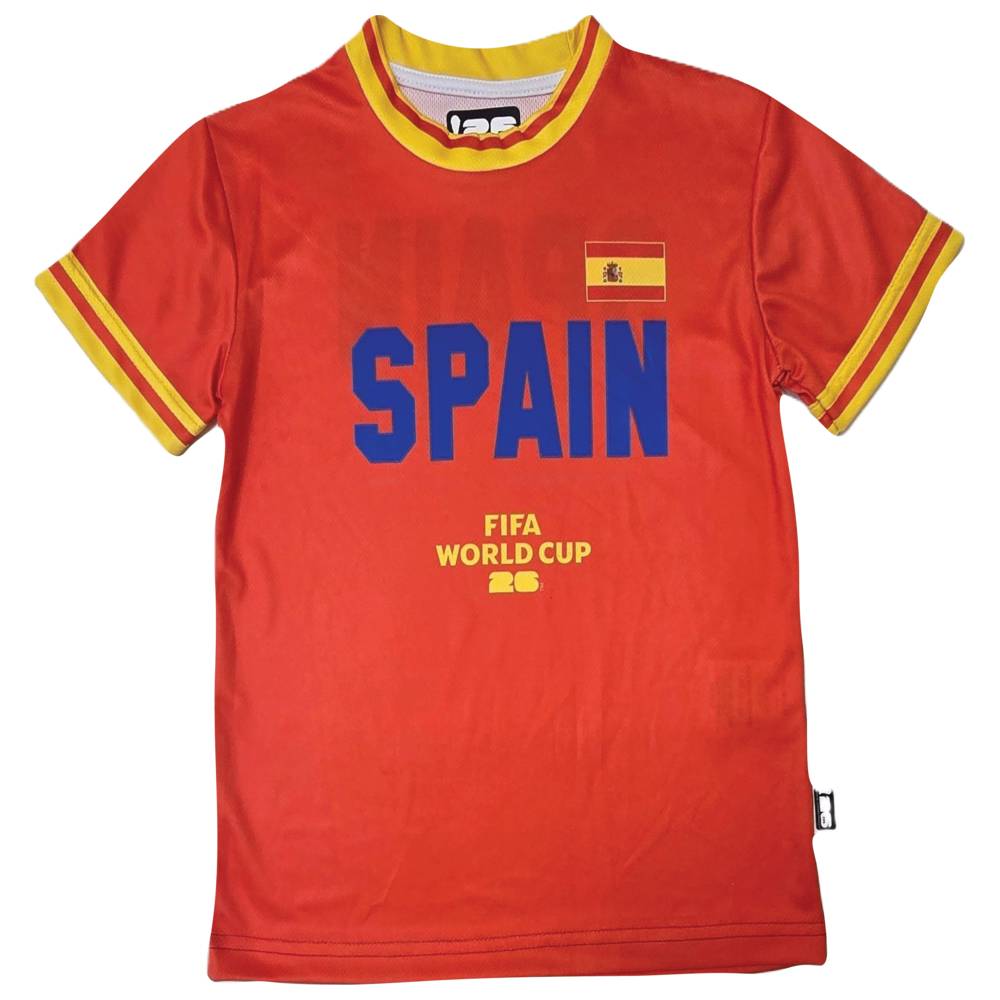 Fifa - Boy's Spain Printed Short Sleeves Sports T-Shirt - Red