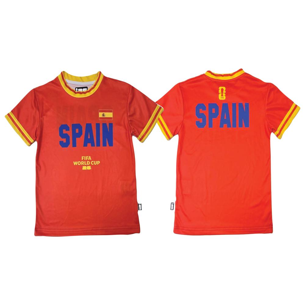 Fifa - Boy's Spain Printed Short Sleeves Sports T-Shirt - Red