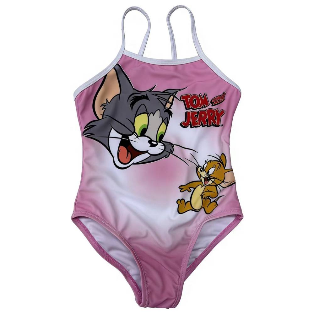 Tom & Jerry - Girl's UPF 50 Printed Swimsuit - Pink