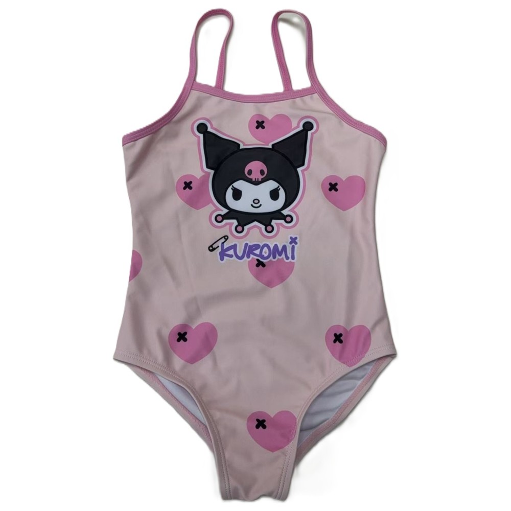 Kuromi - Girl's UPF 50 Heart Printed Swimwear - Pink