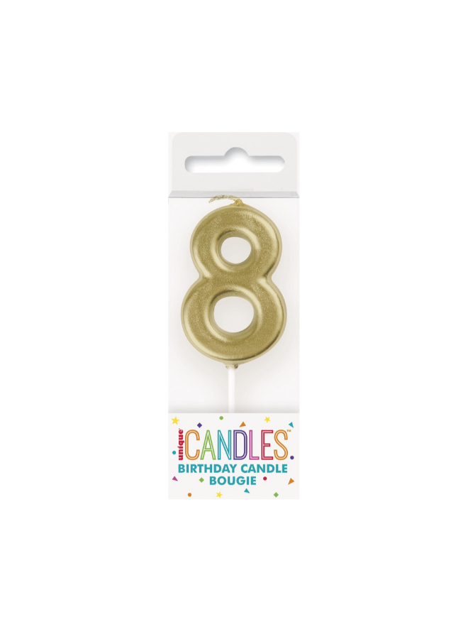 Unique - Number 8 Candle - Gold