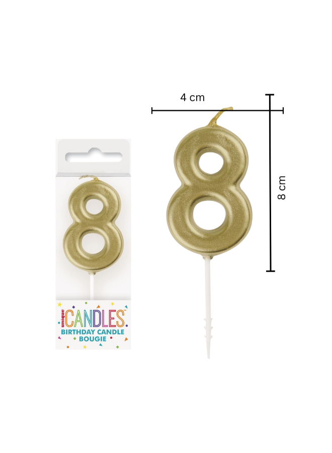 Unique - Number 8 Candle - Gold