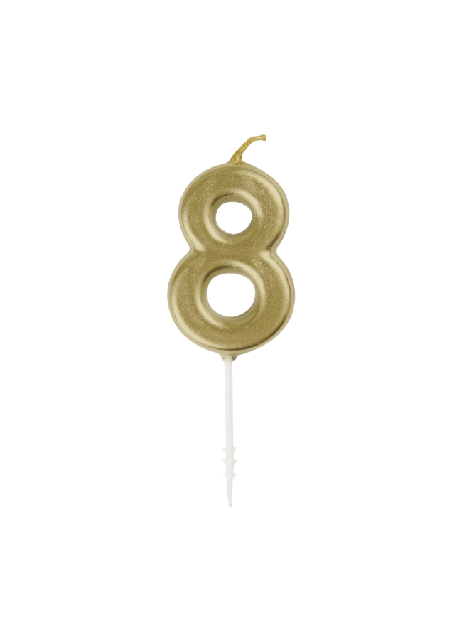 Unique - Number 8 Candle - Gold