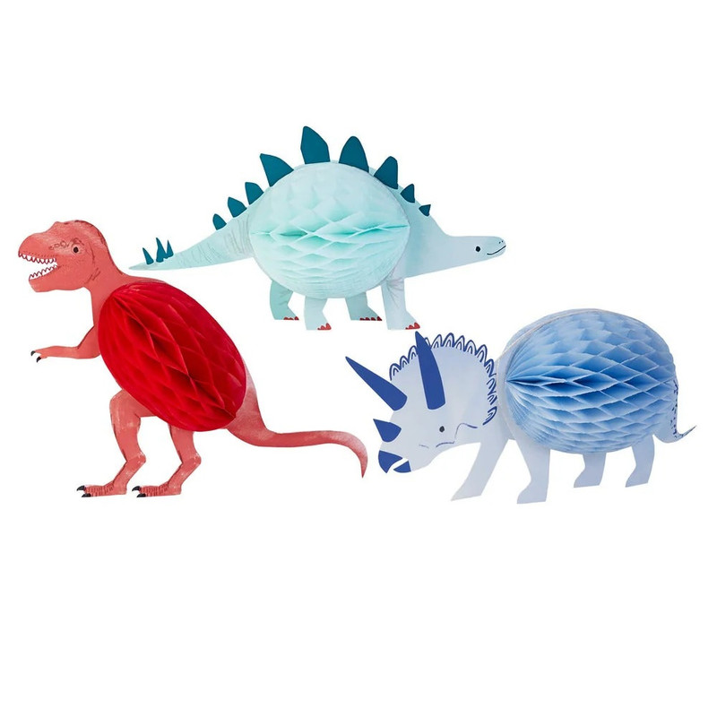 Meri Meri - Honeycomb Dinosaur Decoration Set - Multicolor - 3 Pcs