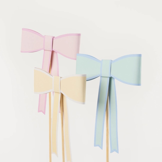 Meri Meri - Pastel Bow Cake Toppers Pack Of 3